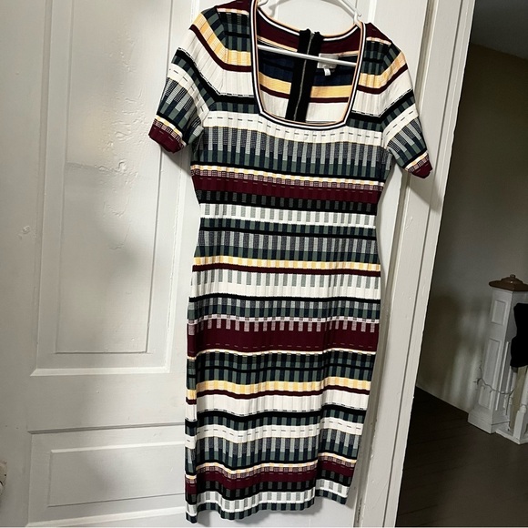 Milly Textured Tech Striped Knit Mini Dress Blue Multi Large Z - Picture 3 of 7